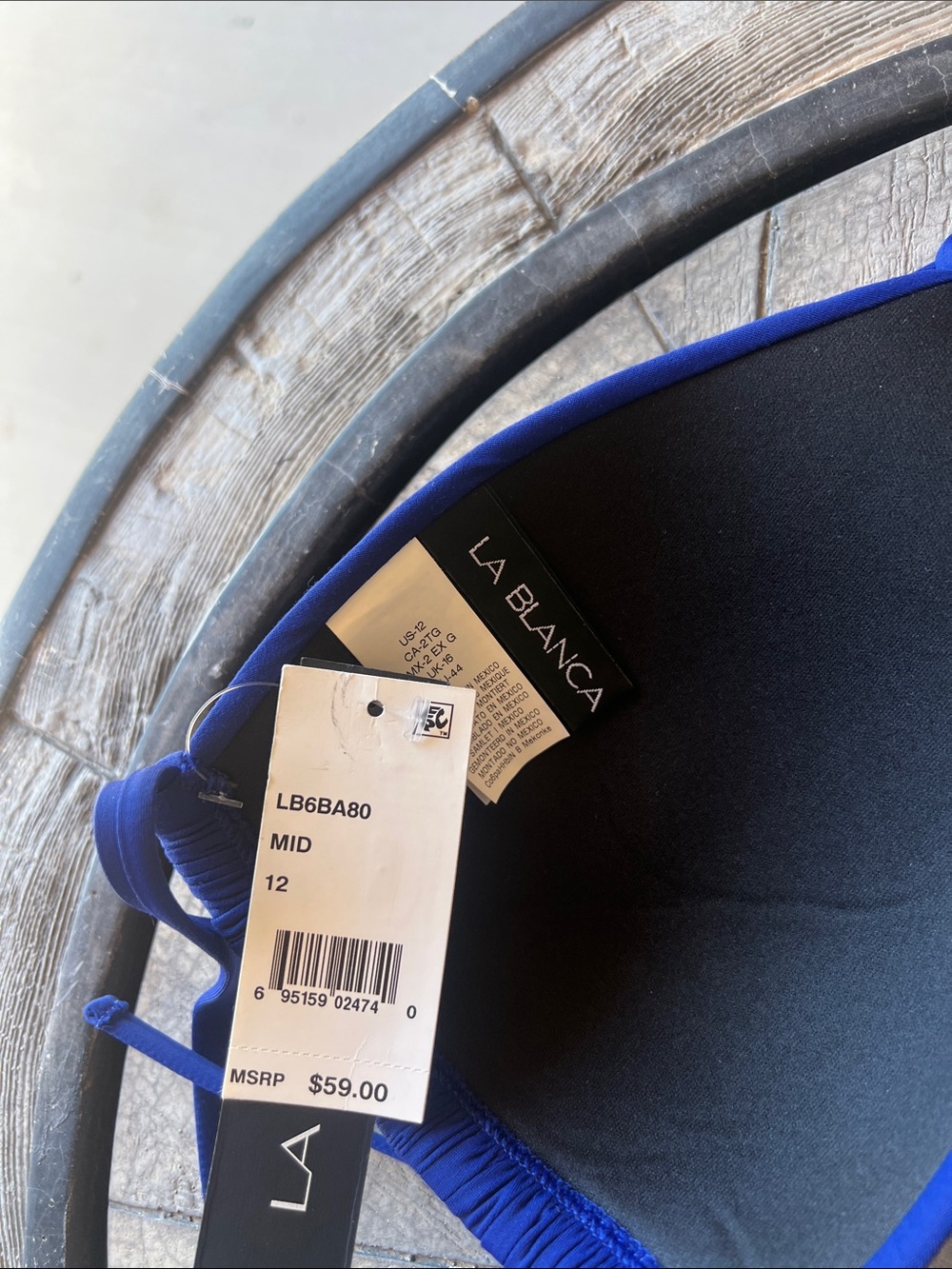 La Blanca Royal Blue Triangle Halter Bikini Top. B46 - Picture 7 of 7